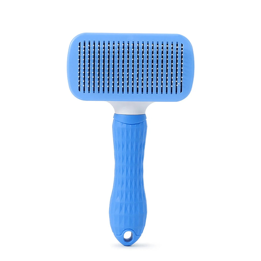 Prime Deal Zone self-cleaning pet dog and cat brush with dematting comb for grooming and hair removal.