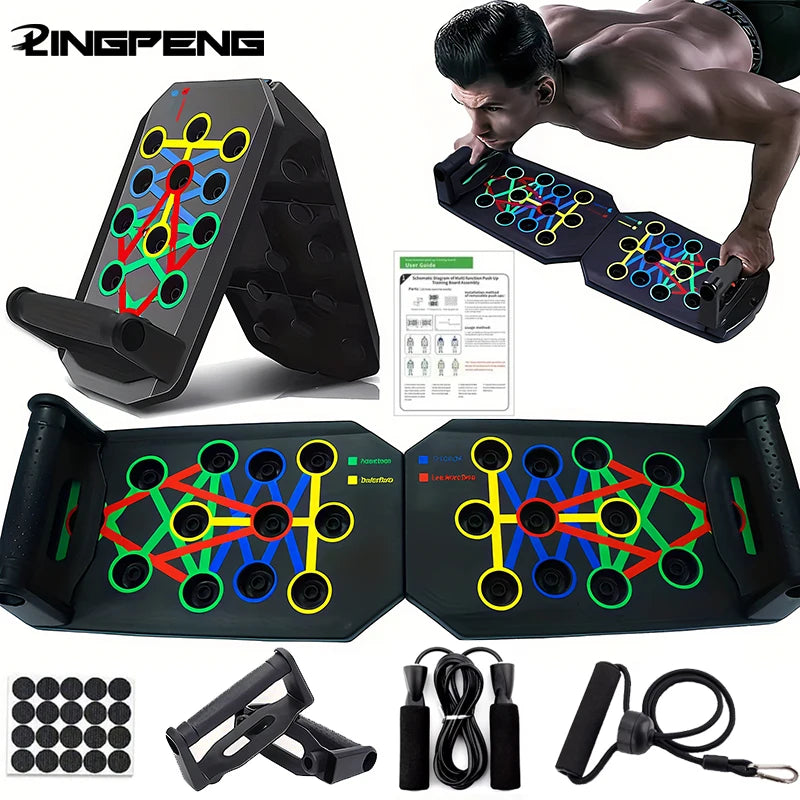 Prime Deal Zone portable multifunctional push-up board set with handles for chest, arms, abdomen, and back exercise.