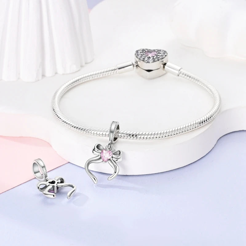 925 sterling silver charm beads, hearts and sweet love designs - view 7