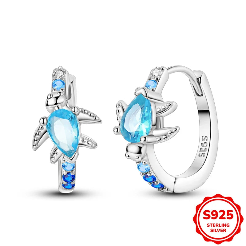 925 Sterling Silver Butterfly & Hoop Earrings — Coloured Zircon Accents