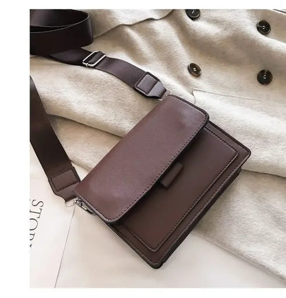 Small black PU leather women's crossbody bag with shoulder strap, ideal for travel and casual outings, by Prime Deal Zone.