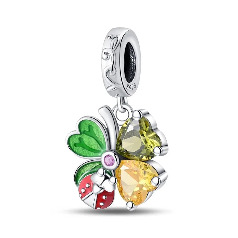 925 Silver-Plated Butterfly Charm Beads, Multicolour
