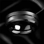stainless steel 8mm black matte groove wedding band - view 7