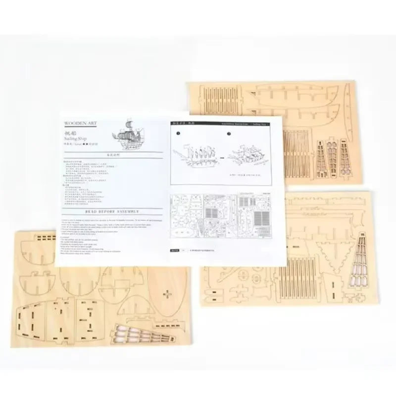 3D wooden sailboat puzzle assembly by Prime Deal Zone, showcasing a detailed wooden model for DIY craft and desktop decoration.