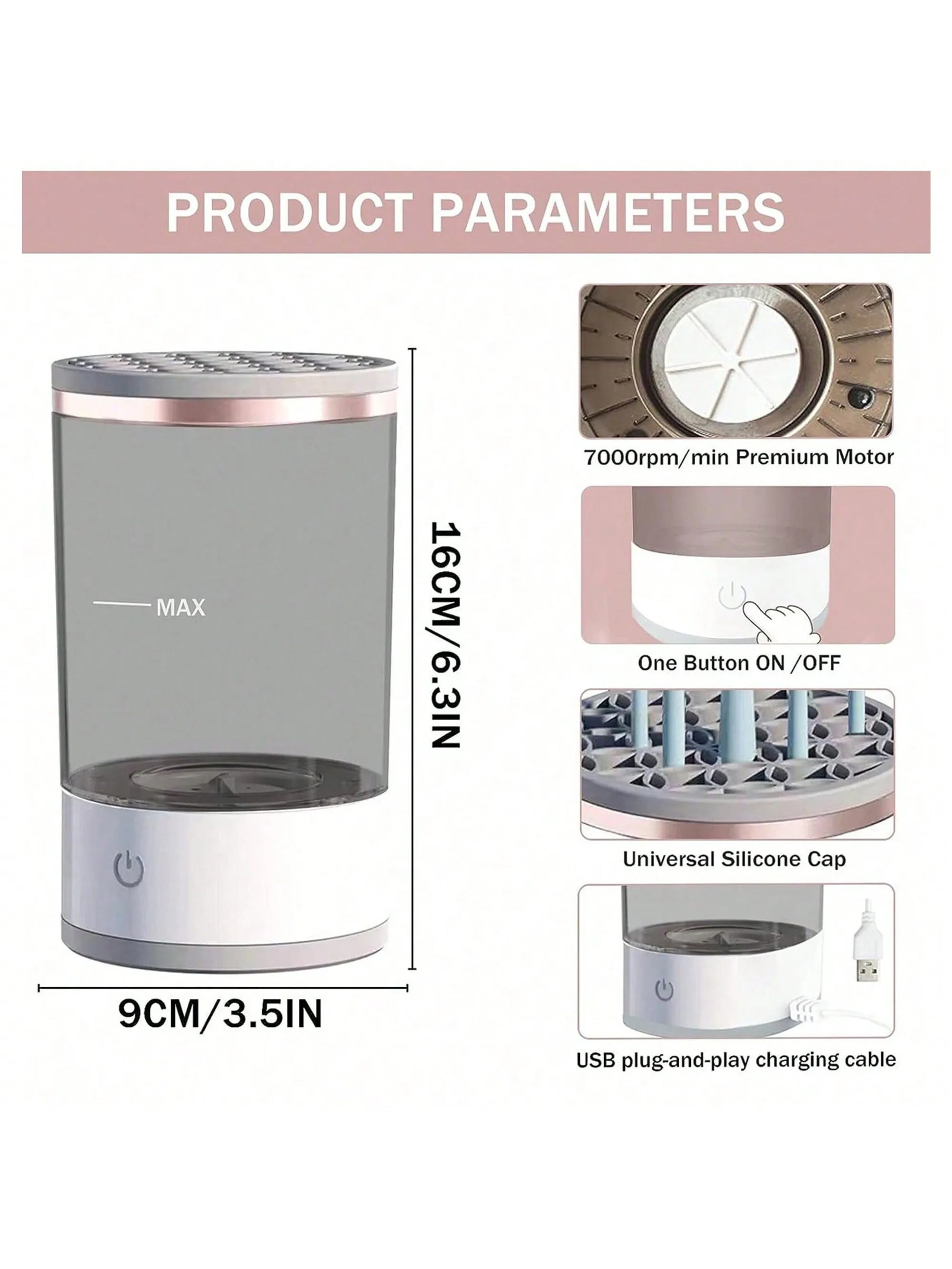 Electric makeup brush cleaner machine by Prime Deal Zone with rotating brush and cleaning solution for easy makeup brush cleaning.