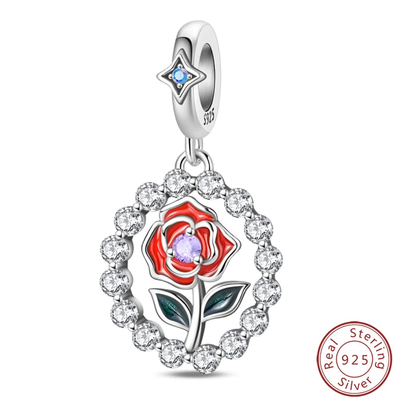 925 Sterling Silver Red Wine & Chili Charm Beads