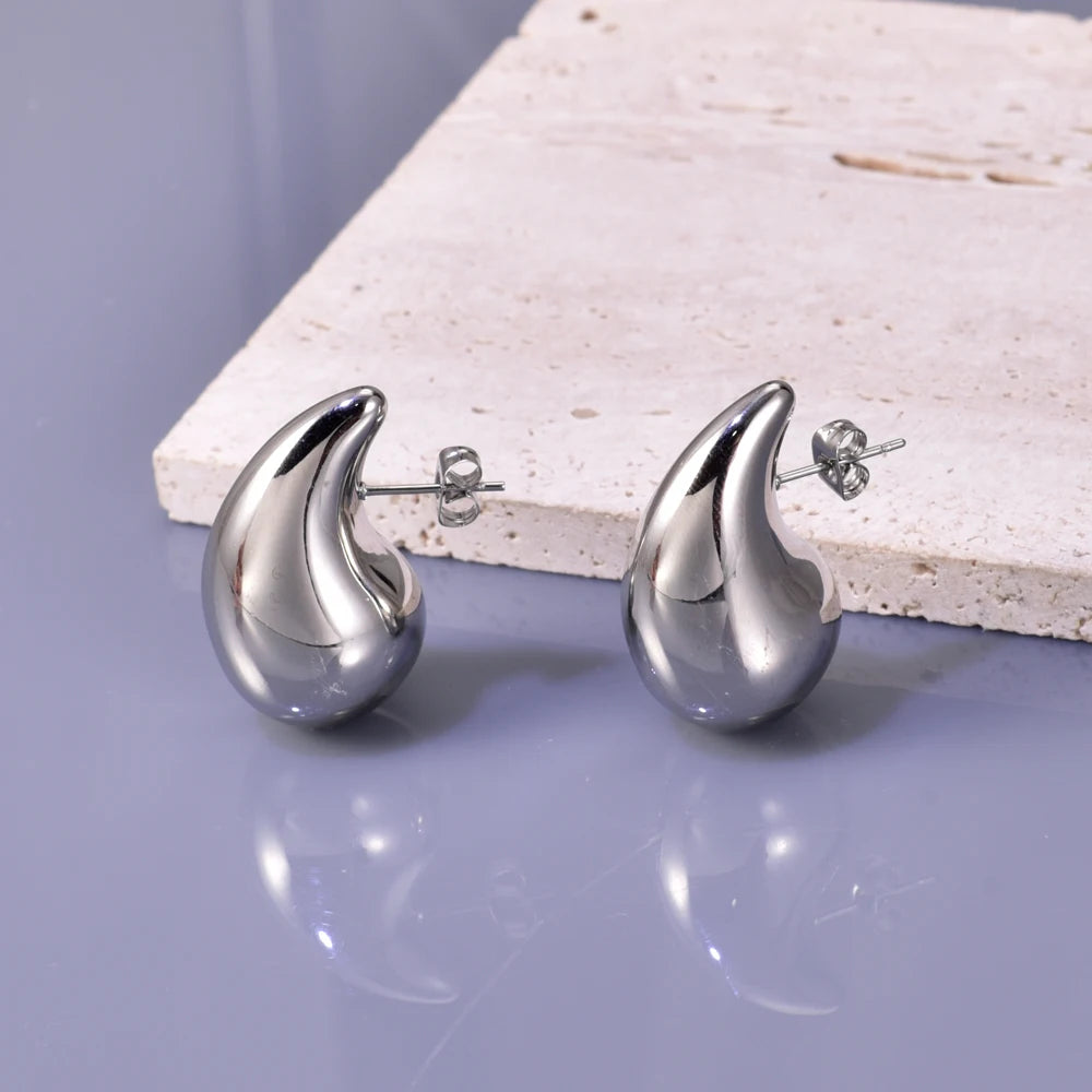 Elegant stainless steel hollow earrings by Prime Deal Zone featuring a light luxury cross-border fashion design for women.