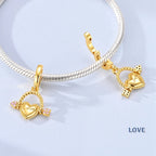 925 sterling silver gold-tone charm beads, crosses and bows - view 5