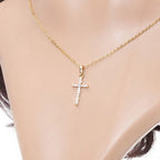 zircon cross pendant necklace, unisex hip hop chain - view 3