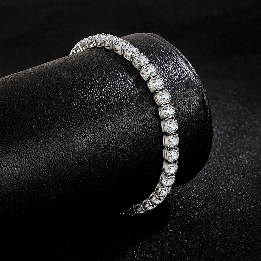 925 sterling silver CZ tennis bracelet, 4mm links - view 2