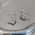 Y2K Irregular Liquid Metal Clip Earrings — Silver-Tone, Geometric