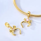 925 sterling silver gold-tone charm beads, crosses and bows - view 8