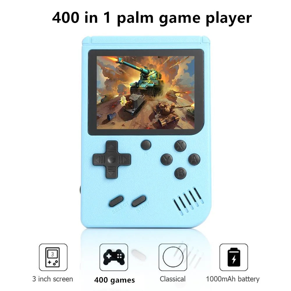 Retro handheld game console by Prime Deal Zone with 3-inch color display and 400 classic games for gaming and entertainment.