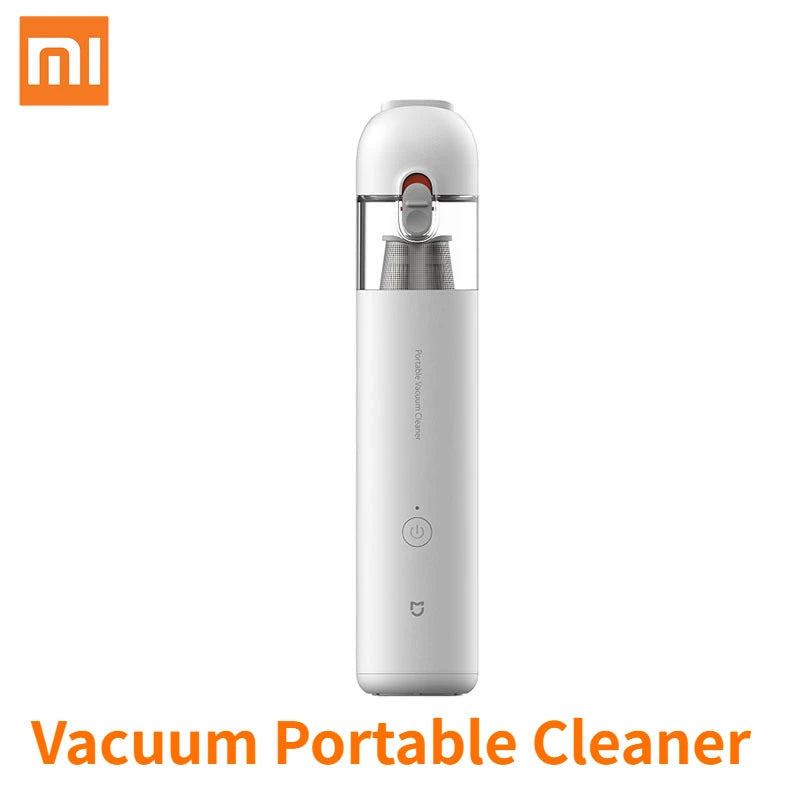 Xiaomi Mijia portable handheld vacuum cleaner with cyclone suction, compact design, and dust collector for home and car cleaning.
