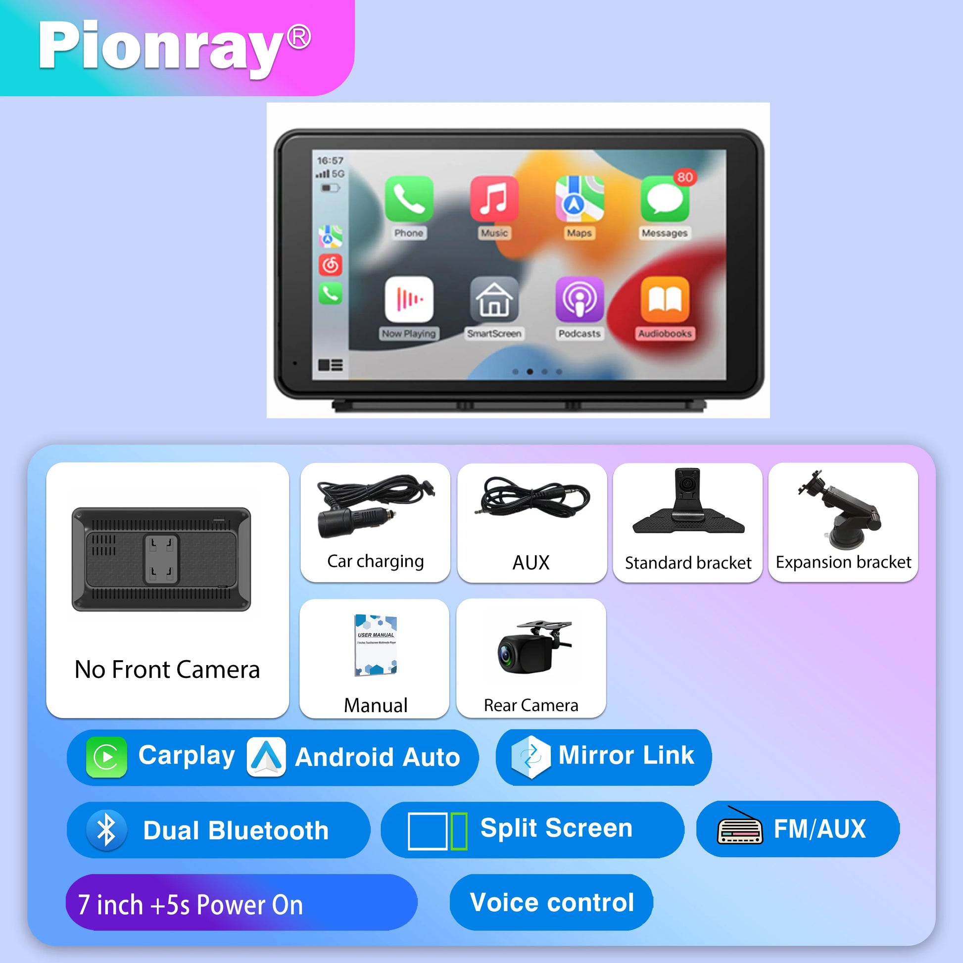 Prime Deal Zone Pionray 7/10-inch Android Auto and CarPlay portable screen for car radio and wireless Apple CarPlay display