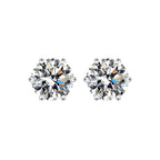 Sterling silver moissanite six-jaw stud earrings - view 11