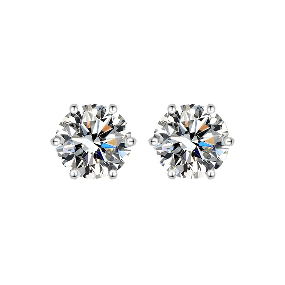 Sterling silver moissanite six-jaw stud earrings - view 11