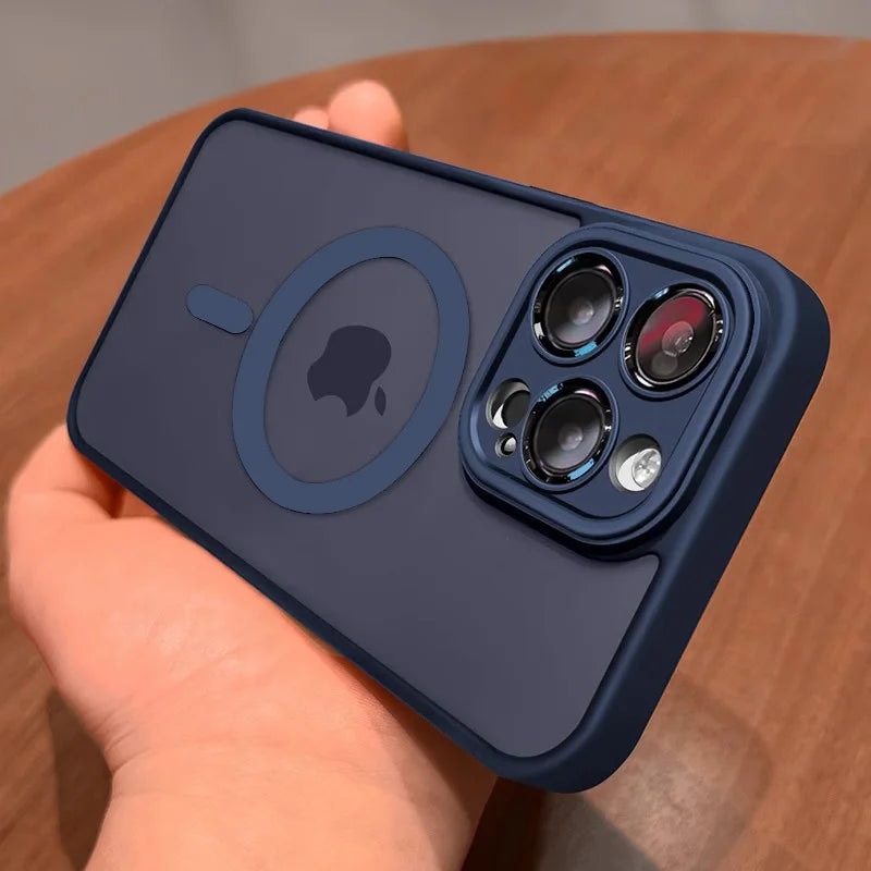 Luxury matte magnetic wireless charging case for iPhone 11-17 by Prime Deal Zone, shockproof cover with MagSafe compatibility.