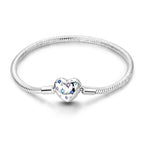925 sterling silver heart zircon snake chain bracelet - view 7