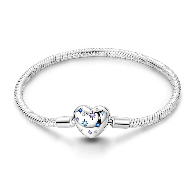 925 sterling silver heart zircon snake chain bracelet - view 7