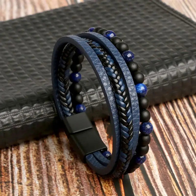 Men’s Multi-Layer Woven Leather Bracelet — Casual Fashion