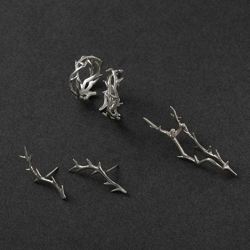 silver-plated vintage branch and thorn couple ring - view 10