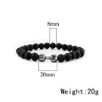 natural lava stone and alloy dumbbell bead bracelet - view 2