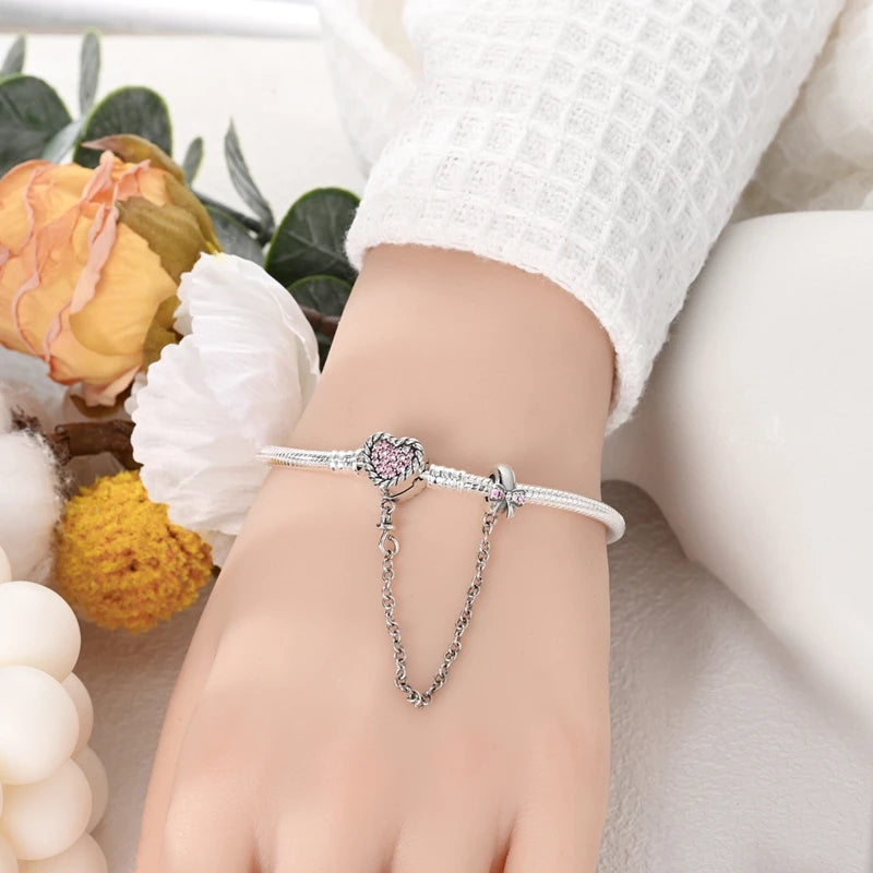925 sterling silver charm bracelet, pave zirconia - view 12