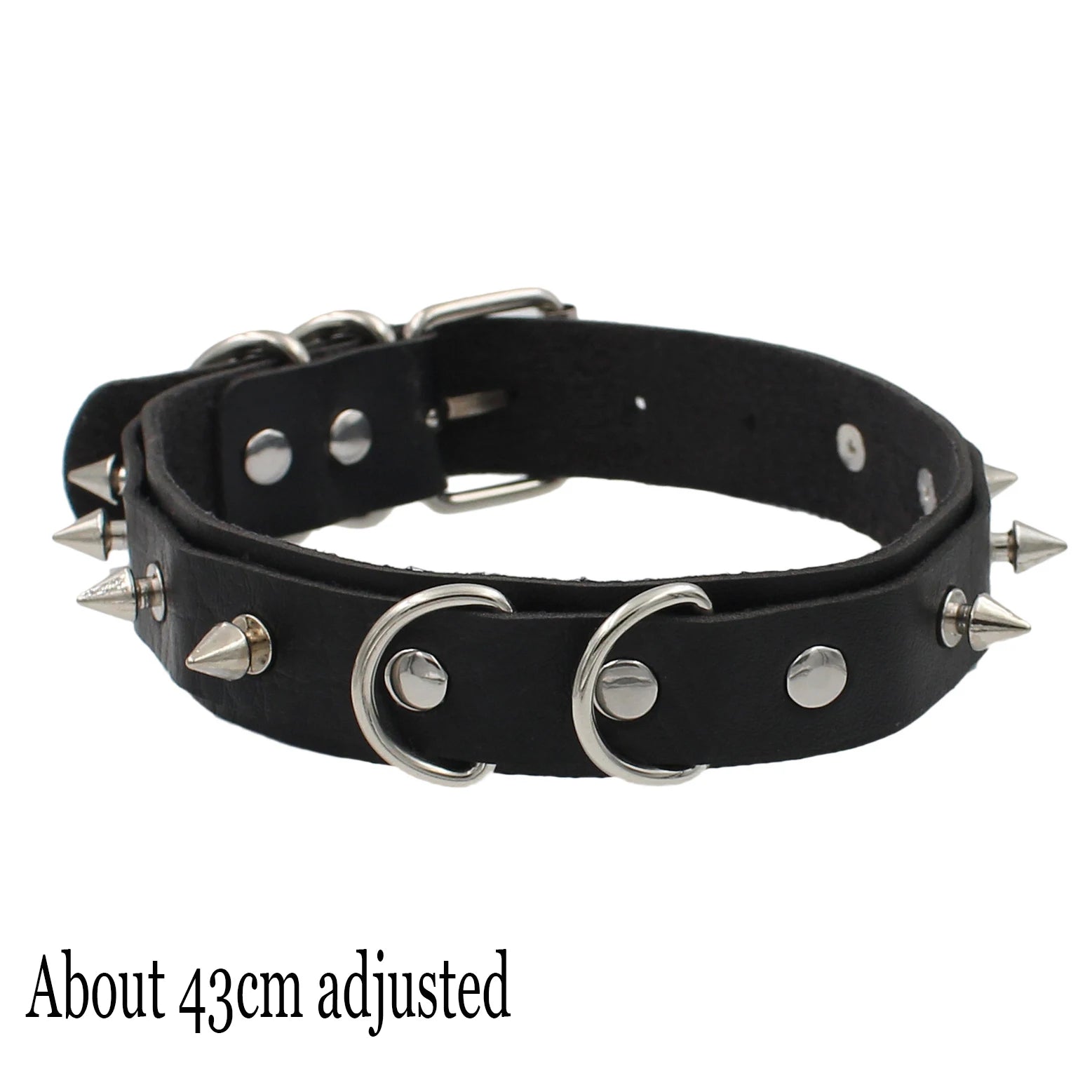 black PU leather punk choker collar necklace, rivet detail - view 20
