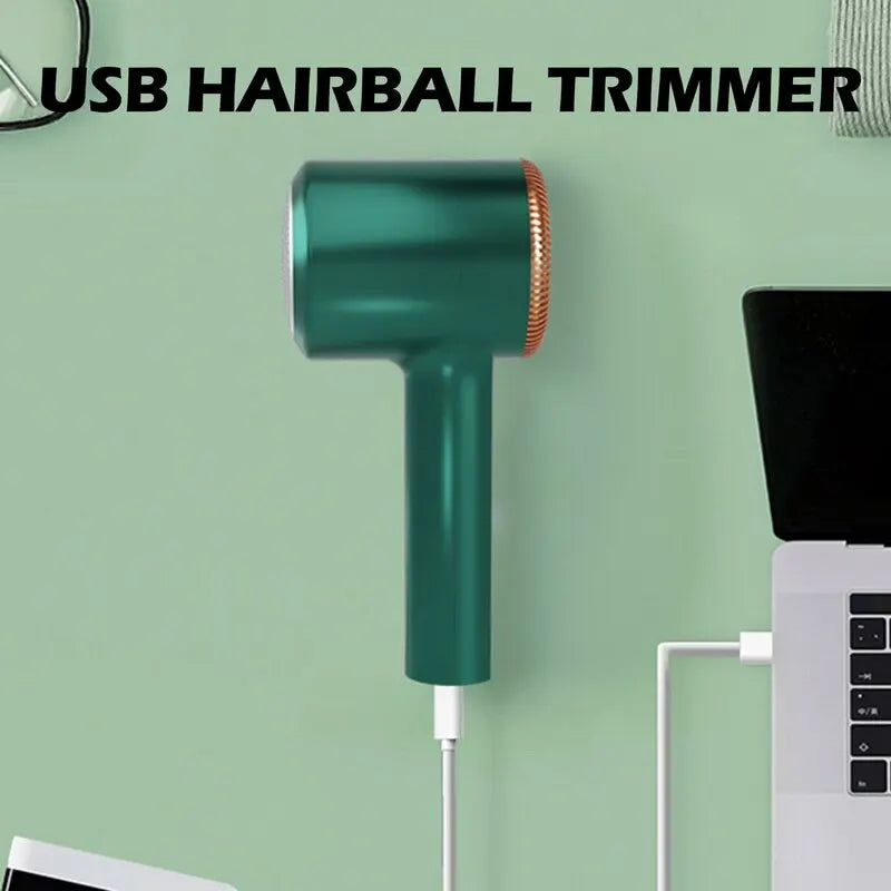 Prime Deal Zone USB rechargeable fabric shaver removing lint and fuzz from a sweater, electric fuzz and hair ball remover in use