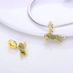 925 sterling silver gold-tone charm beads, crosses and bows - view 12