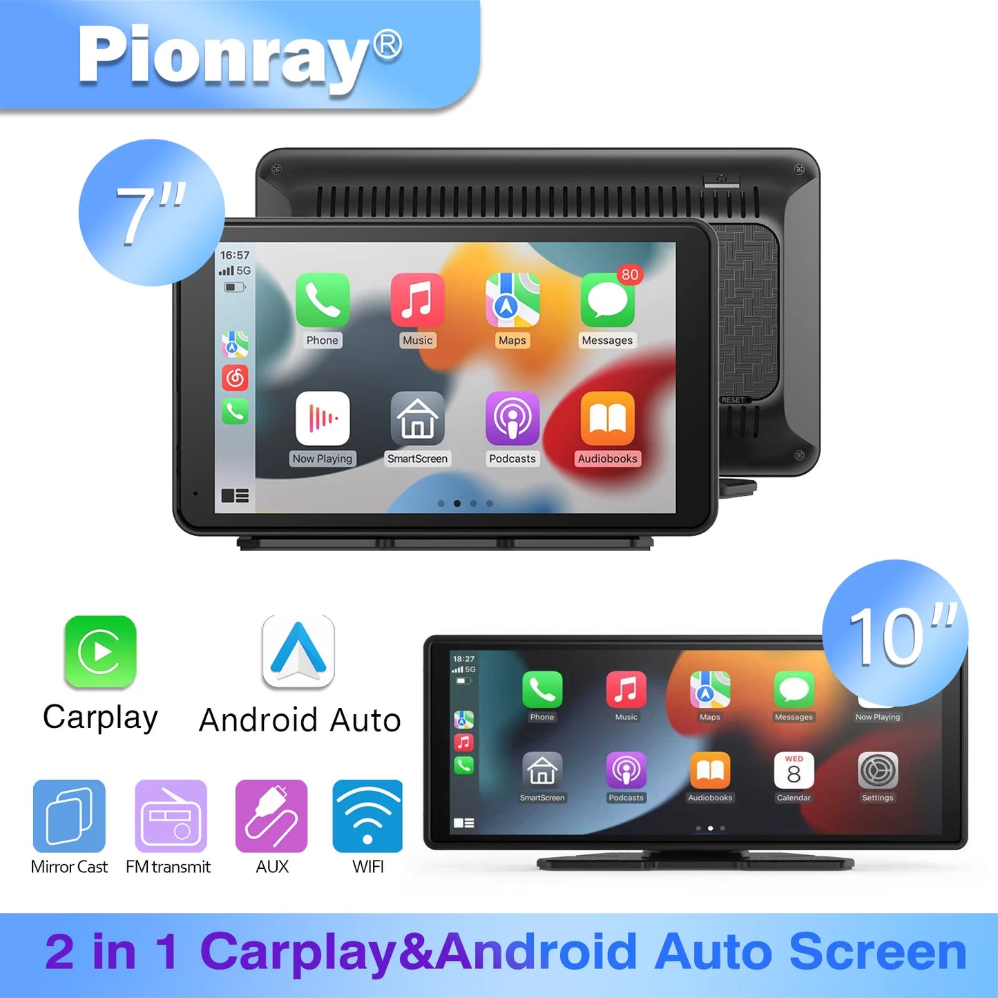 Prime Deal Zone Pionray 7/10-inch Android Auto and Wireless CarPlay portable screen for car radio and entertainment system