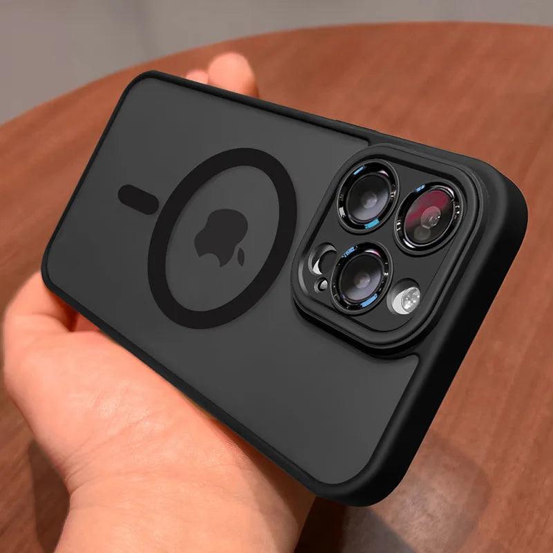 Luxury matte armor magnetic wireless charging case for iPhone 11 to 17, shockproof cover by Prime Deal Zone.