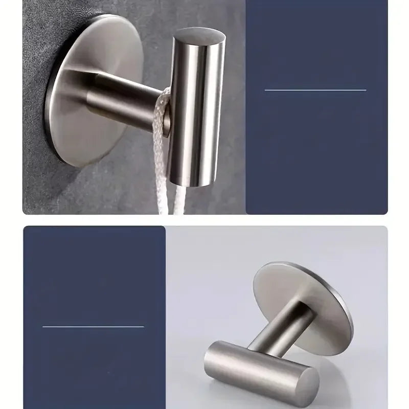 Prime Deal Zone stainless steel non-perforated bathrobe hook for bathroom, kitchen, or garage clothes and hat organization.