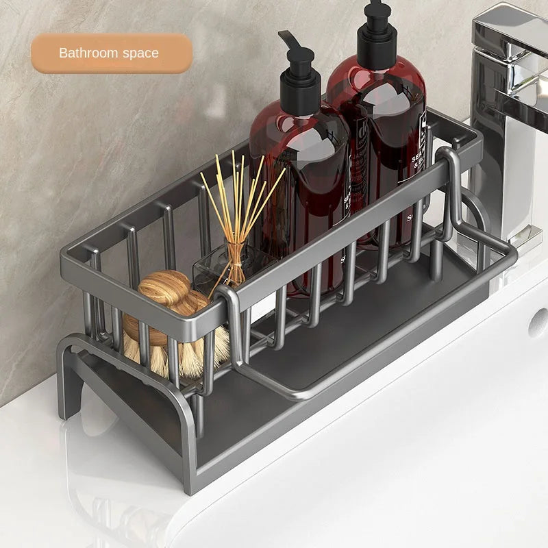 Prime Deal Zone kitchen sink shelf with cleaning cloth storage and sponge rack for household dish drying and organization.