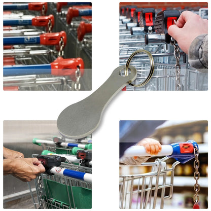 Stainless steel shopping cart token keychain with key hook, portable and durable for everyday use by Prime Deal Zone.