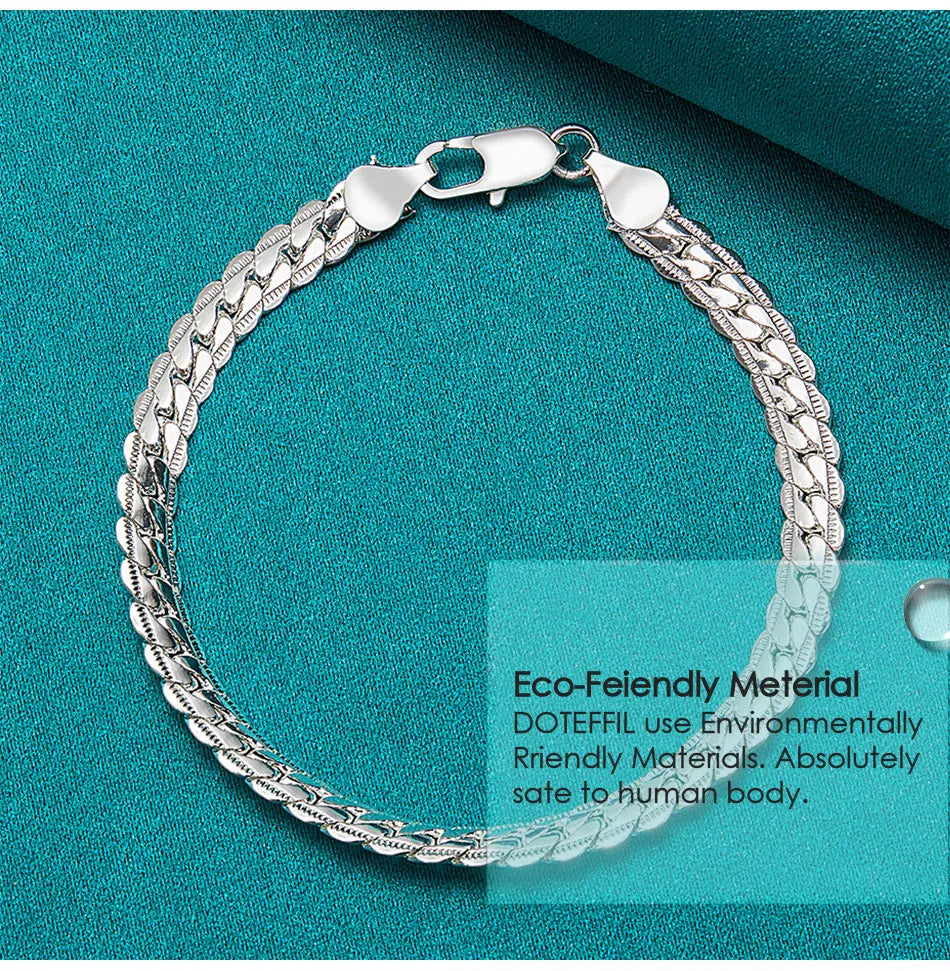 925 sterling silver flat chain bracelet, lobster clasp - view 8