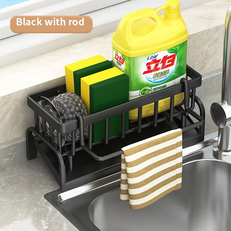 Prime Deal Zone kitchen shelf with cleaning cloth storage and draining rack for sponge organization near water sink