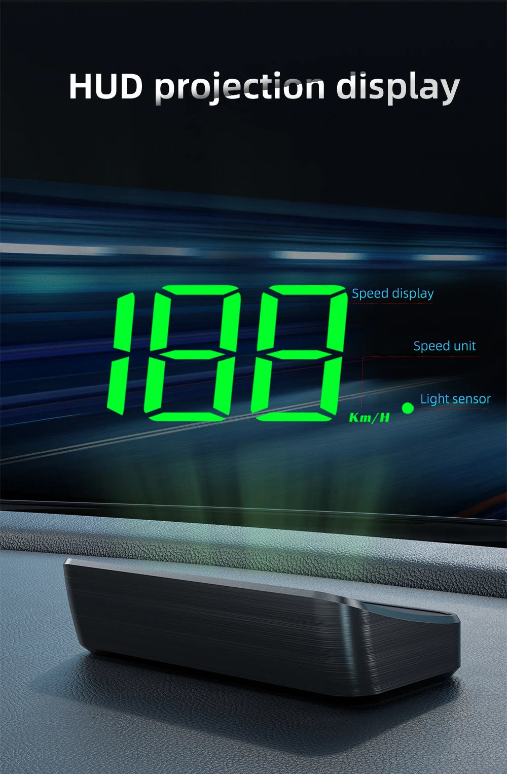HD Car Head Up Display M2 by Prime Deal Zone showing digital GPS speedometer projected on windshield
