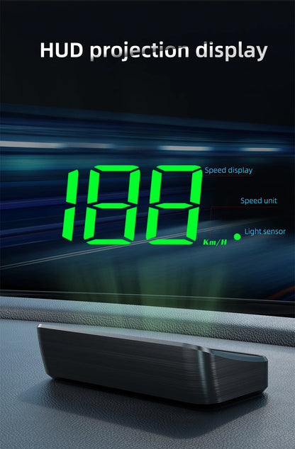 HD Car Head Up Display M2 by Prime Deal Zone showing digital GPS speedometer projected on windshield