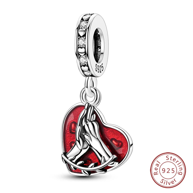 925 Sterling Silver Red Wine & Chili Charm Beads