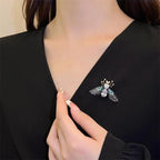 rhinestone and pearl butterfly bee brooch - view 3