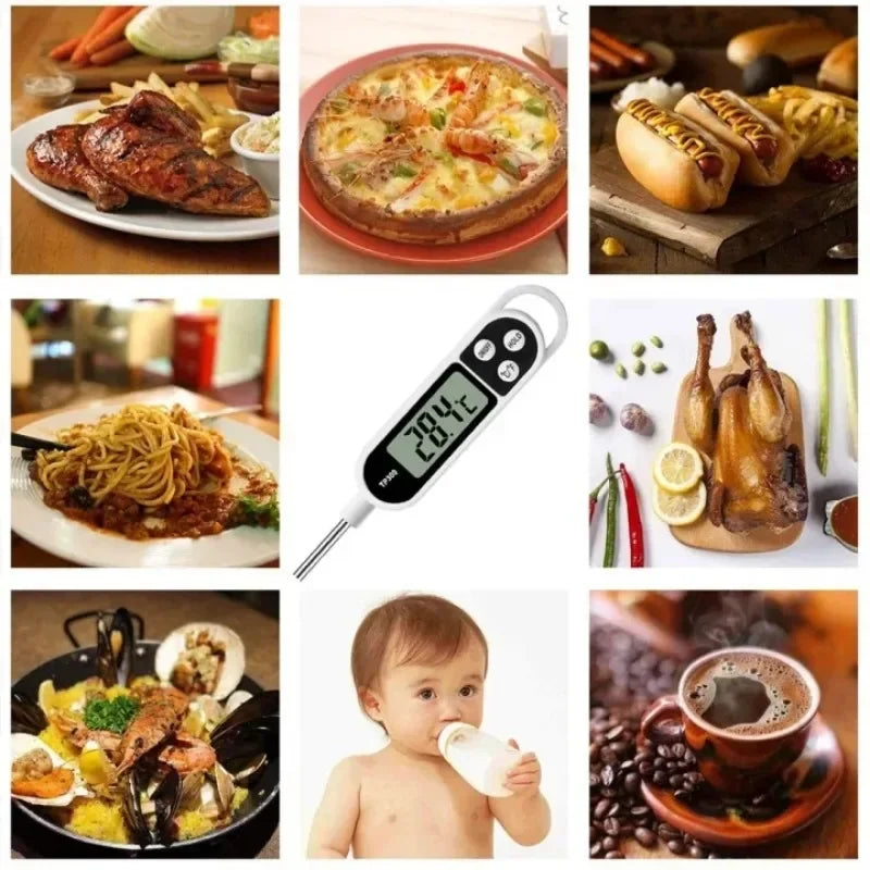 Prime Deal Zone TP300 digital kitchen food thermometer with probe for cooking, water, oil, meat, and BBQ temperature measurement