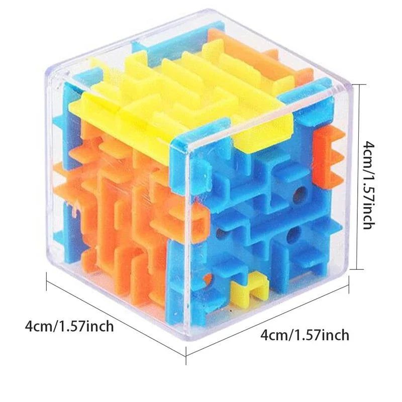 Mini 3D maze magic cube by Prime Deal Zone featuring transparent sides, rolling ball, and maze puzzle for stress relief and fun.