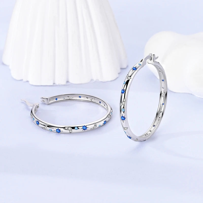 925 Sterling Silver Butterfly & Hoop Earrings — Coloured Zircon Accents