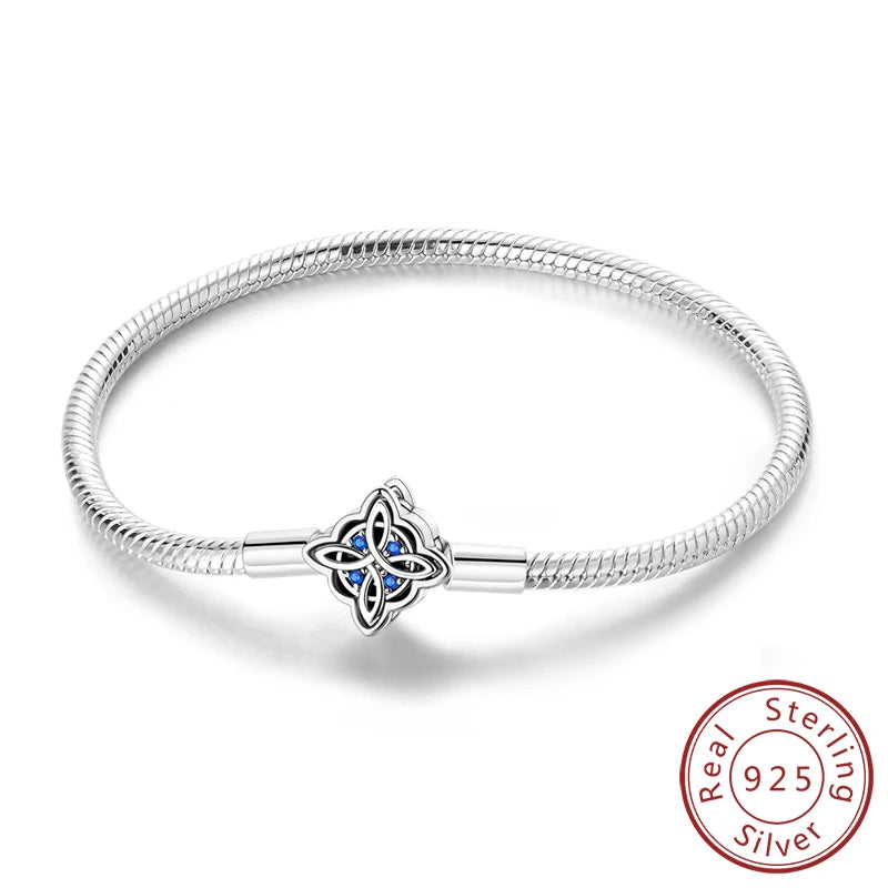 925 Sterling Silver Charm Bracelet — Pavé Zirconia, 17–20cm