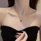 cherry pendant necklace, red resin charm - view 3