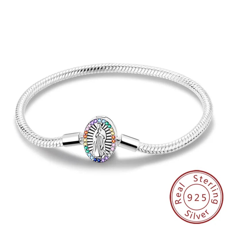 925 Sterling Silver Charm Bracelet — Pavé Zirconia, 17–20cm