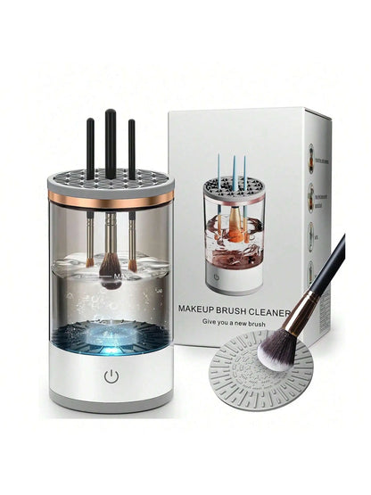 Electric makeup brush cleaner machine by Prime Deal Zone, showing the compact device with cleaning brushes attached.