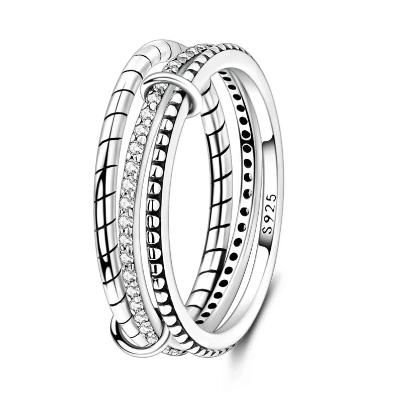 Minimalist geometric silver ring collection